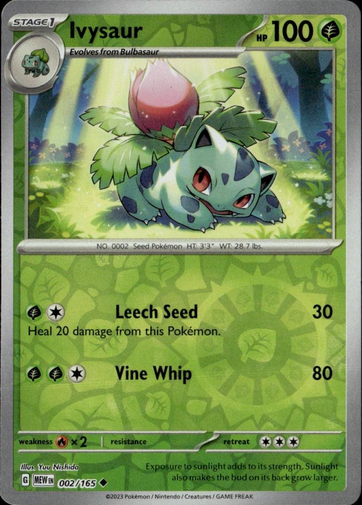 SV: Scarlet & Violet 151 Pokemon Reverse Holo #002/165, Ivysaur