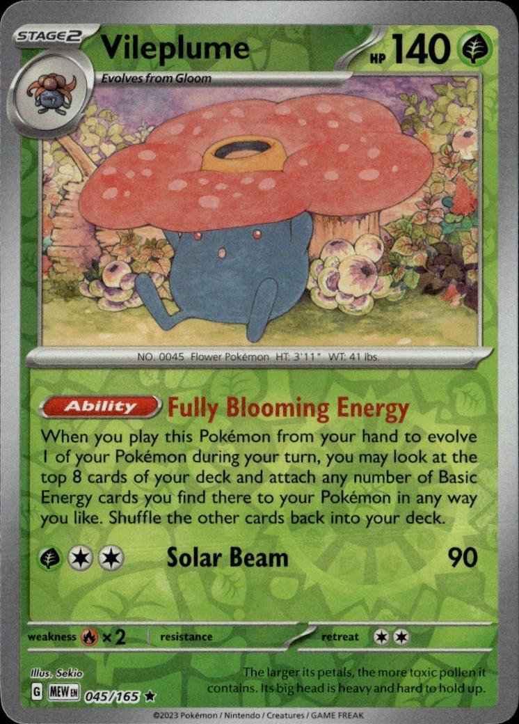 SV: Scarlet & Violet 151 Pokemon Reverse Holo #045/165 (Vileplume)