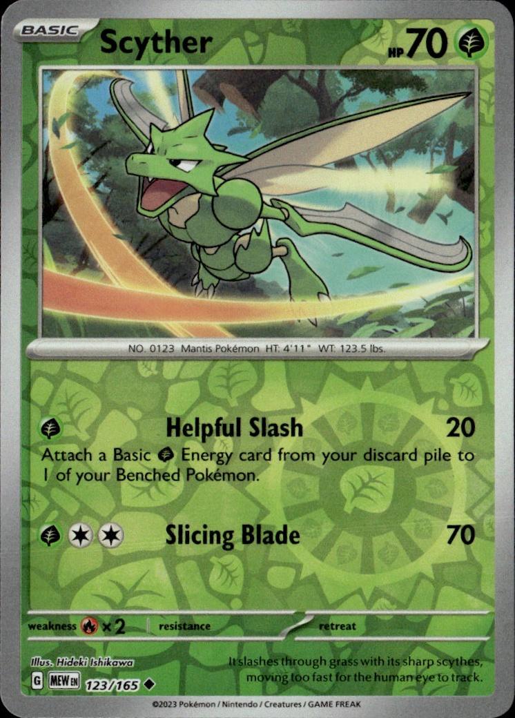 SV: Scarlet & Violet 151 Pokemon Reverse Holo #123/165 (Scyther)