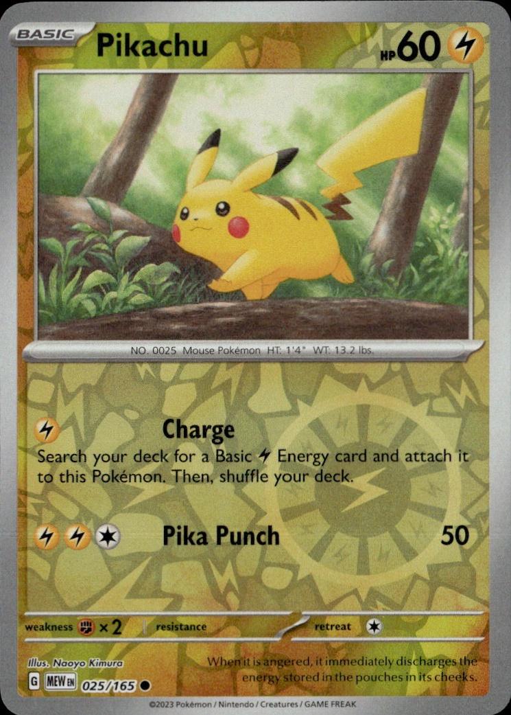 SV: Scarlet & Violet 151 Pokemon Reverse Holo #025/165 (Pikachu)