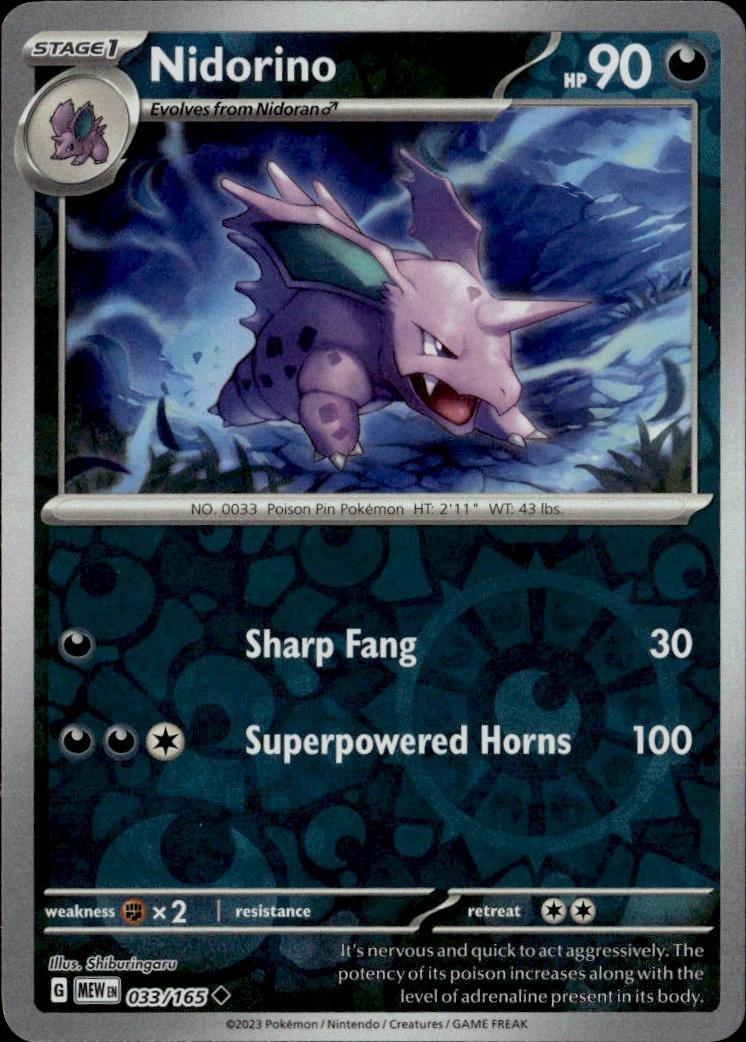 SV: Scarlet & Violet 151 Pokemon Reverse Holo #033/165 (Nidorino)