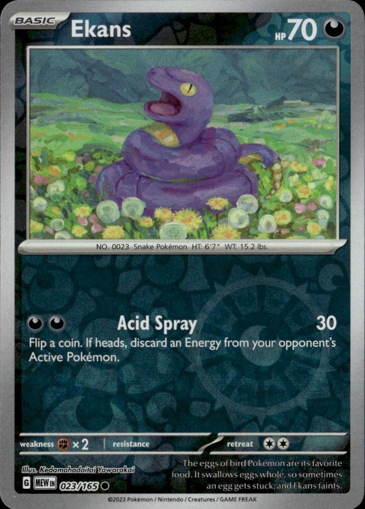 SV: Scarlet & Violet 151 Pokemon Reverse Holo #023/165 (Ekans)