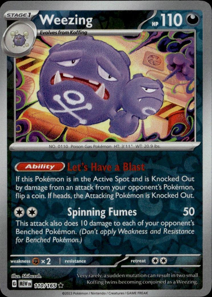 SV: Scarlet & Violet 151 Pokemon Reverse Holo #110/165 (Weezing)