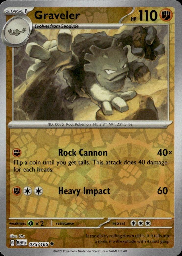 SV: Scarlet & Violet 151 Pokemon Reverse Holo #075/165 (Graveler)