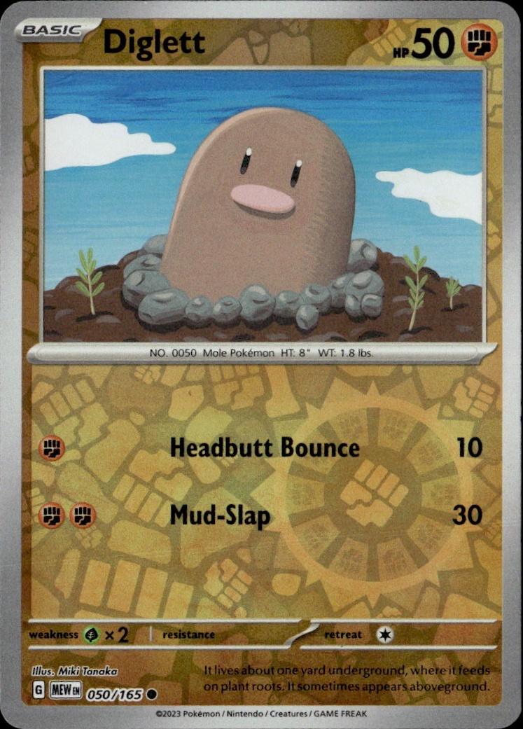 SV: Scarlet & Violet 151 Pokemon Reverse Holo #050/165 (Diglett)