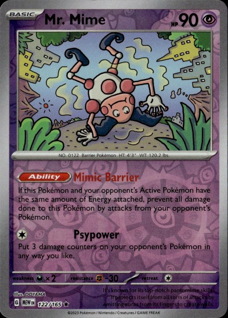 SV: Scarlet & Violet 151 Pokemon Reverse Holo #122/165 (Mr. Mime)