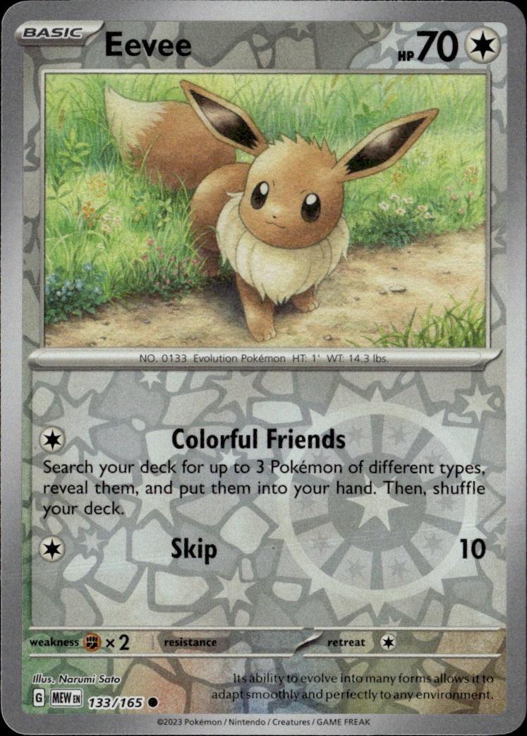 SV: Scarlet & Violet 151 Pokemon Reverse Holo #133/165 (Eevee)