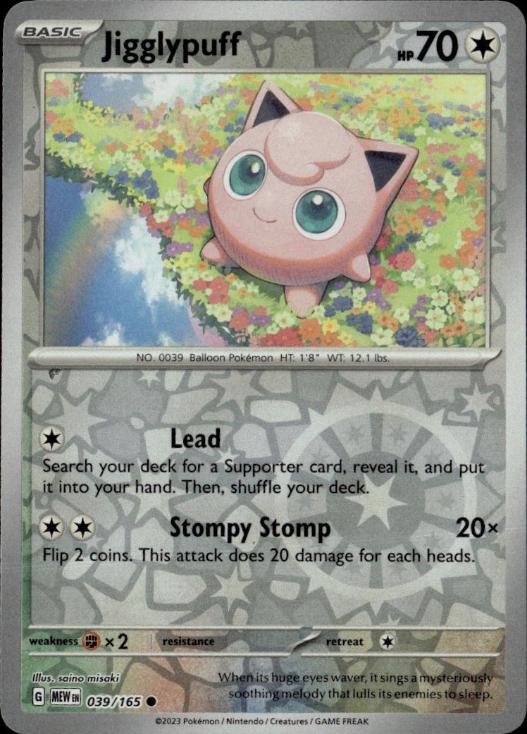 SV: Scarlet & Violet 151 Pokemon Reverse Holo #039/165 (Jigglypuff)