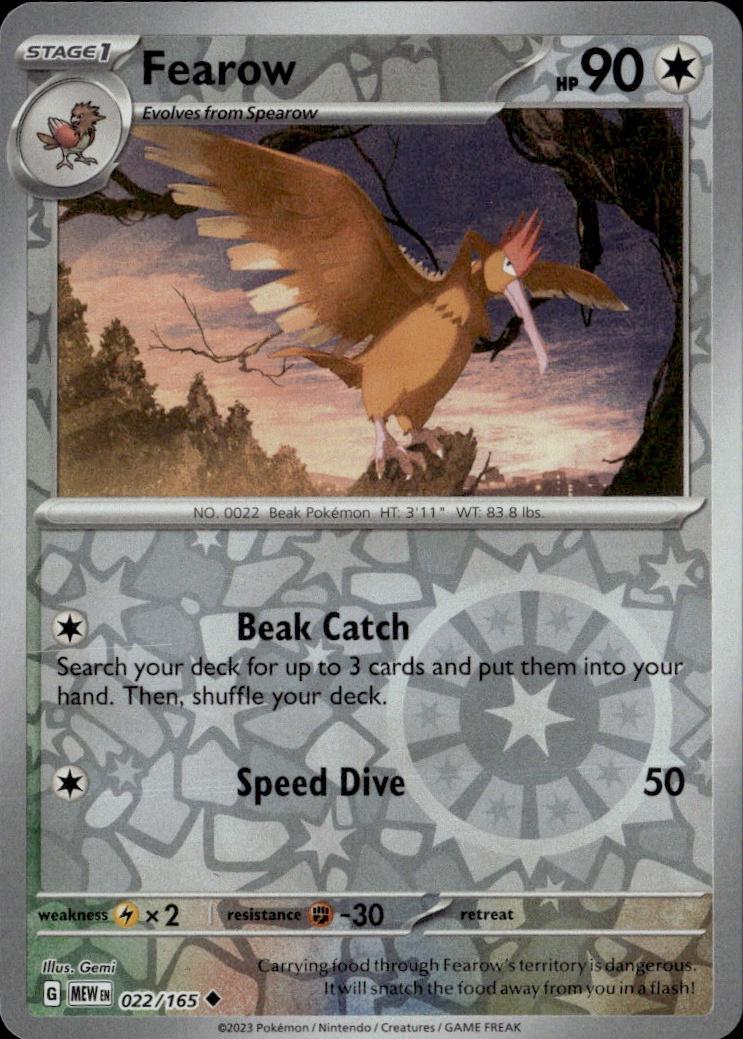 SV: Scarlet & Violet 151 Pokemon Reverse Holo #022/165 (Fearow)