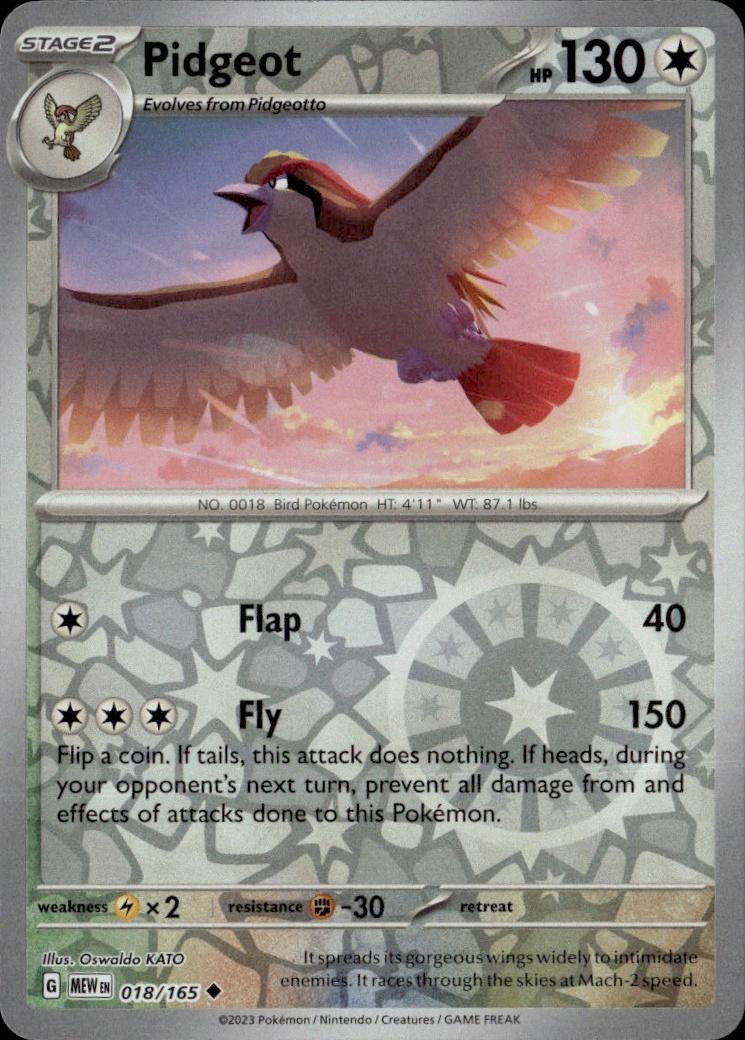 SV: Scarlet & Violet 151 Pokemon Reverse Holo #018/165 (Pidgeot)