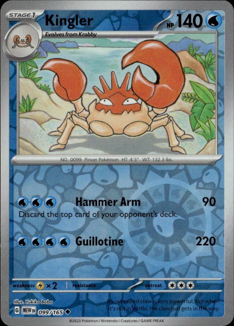 SV: Scarlet & Violet 151 Pokemon Reverse Holo #099/165, Kingler