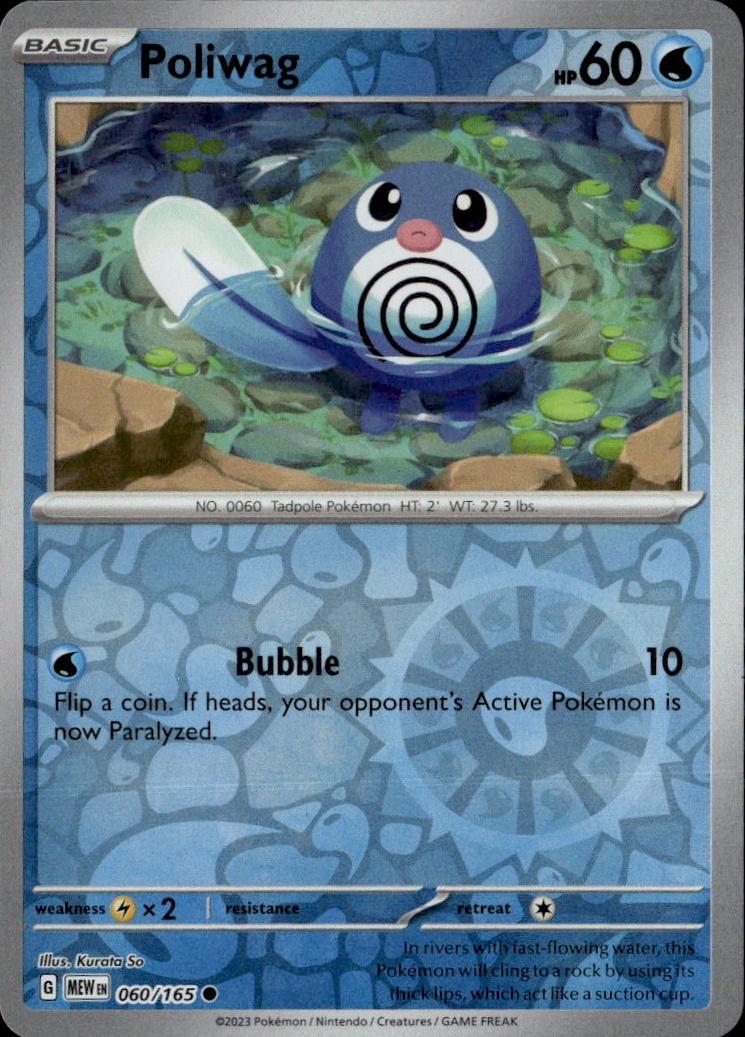 SV: Scarlet & Violet 151 Pokemon Reverse Holo #060/165, Poliwag