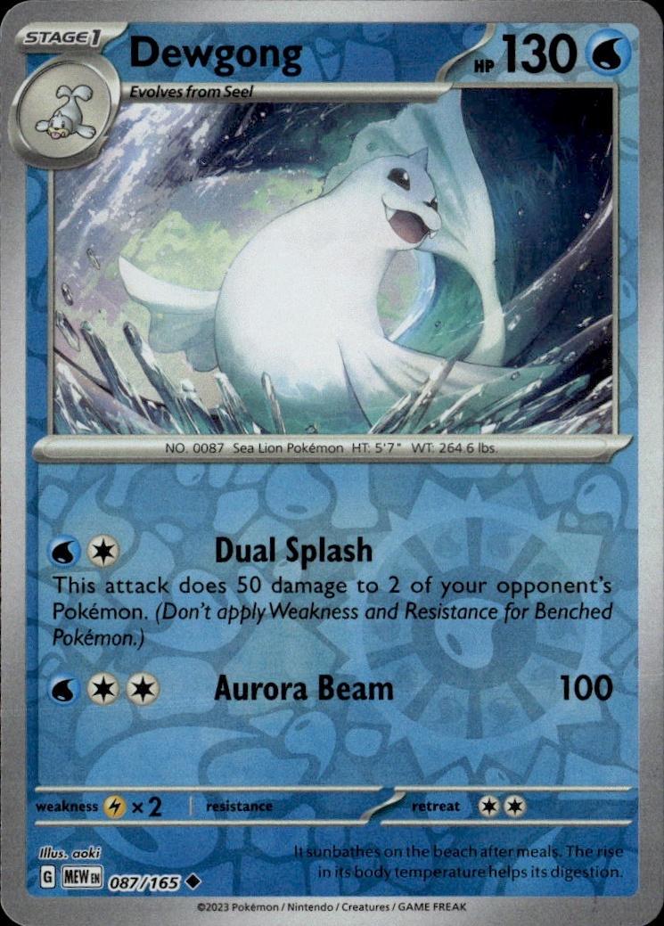 SV: Scarlet & Violet 151 Pokemon Reverse Holo #087/165, Dewgong