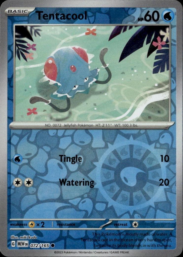 SV: Scarlet & Violet 151 Pokemon Reverse Holo #072/165, Tentacool