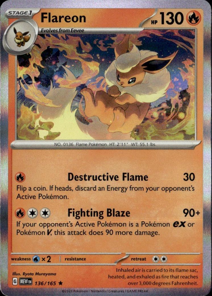 SV: Scarlet & Violet 151 Pokemon Holo #136/165, Flareon