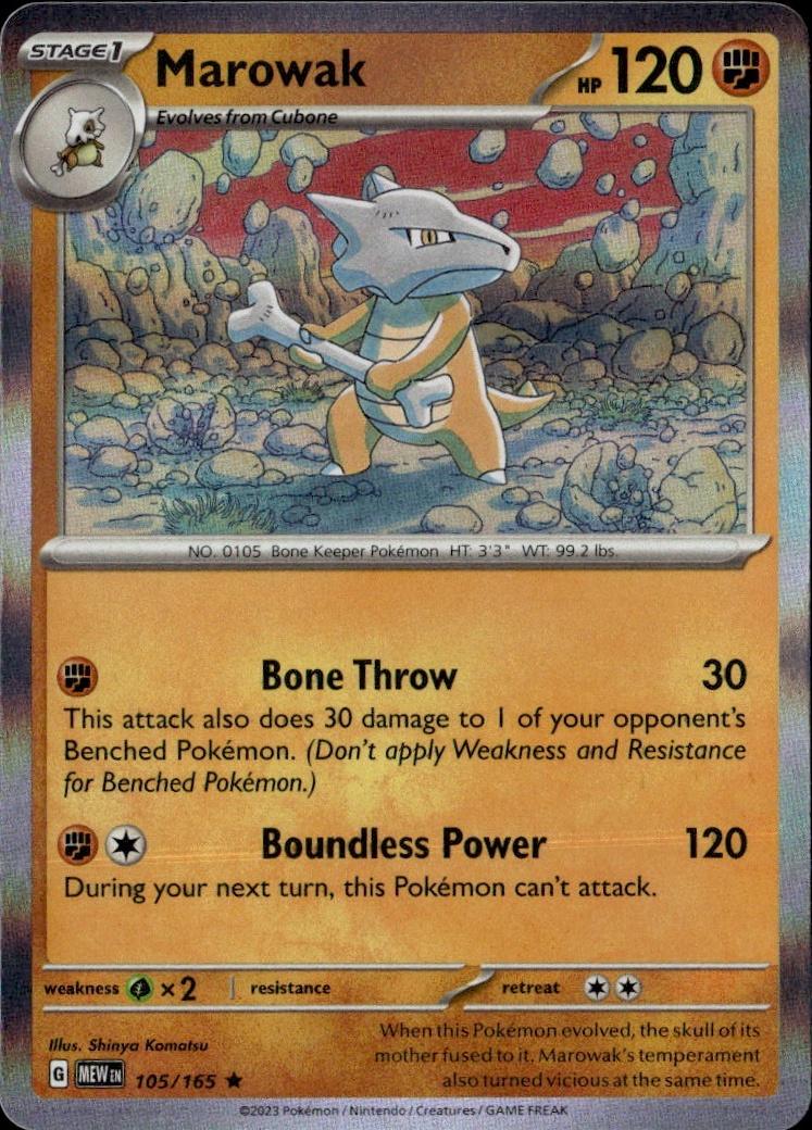 SV: Scarlet & Violet 151 Pokemon Holo #105/165, Marowak