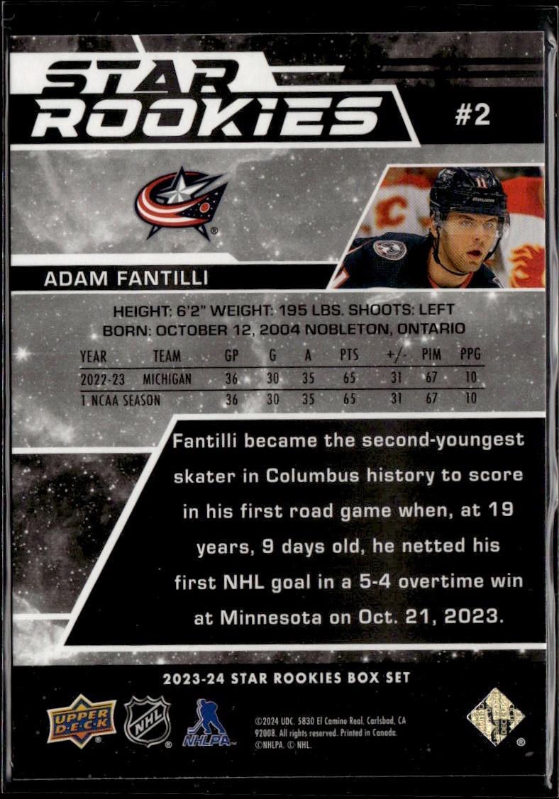 2023-24 Upper Deck NHL Star Rookies Box Set Hockey #2 Columbus Blue Jackets, Adam Fantilli