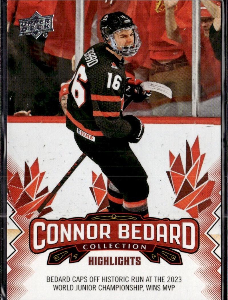 2023-24 Upper Deck Connor Bedard Collection Hockey #3 Canada, Bedard caps off historic run at the 2023 WJC, wins