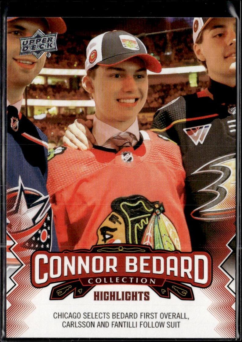 2023-24 Upper Deck Connor Bedard Collection Hockey #7 Chicago Blackhawks (Chicago selects Bedard first overall )