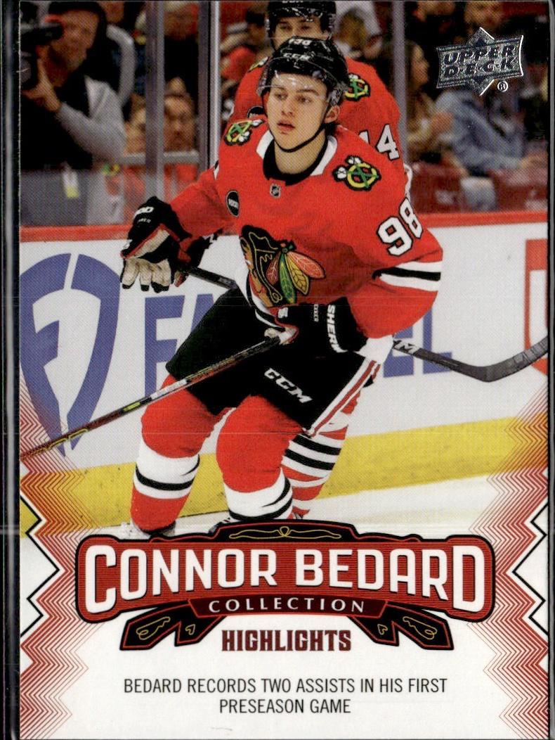 2023-24 Upper Deck Connor Bedard Collection Hockey #9 Chicago Blackhawks (Bedard Dishes out a pair of helpers)