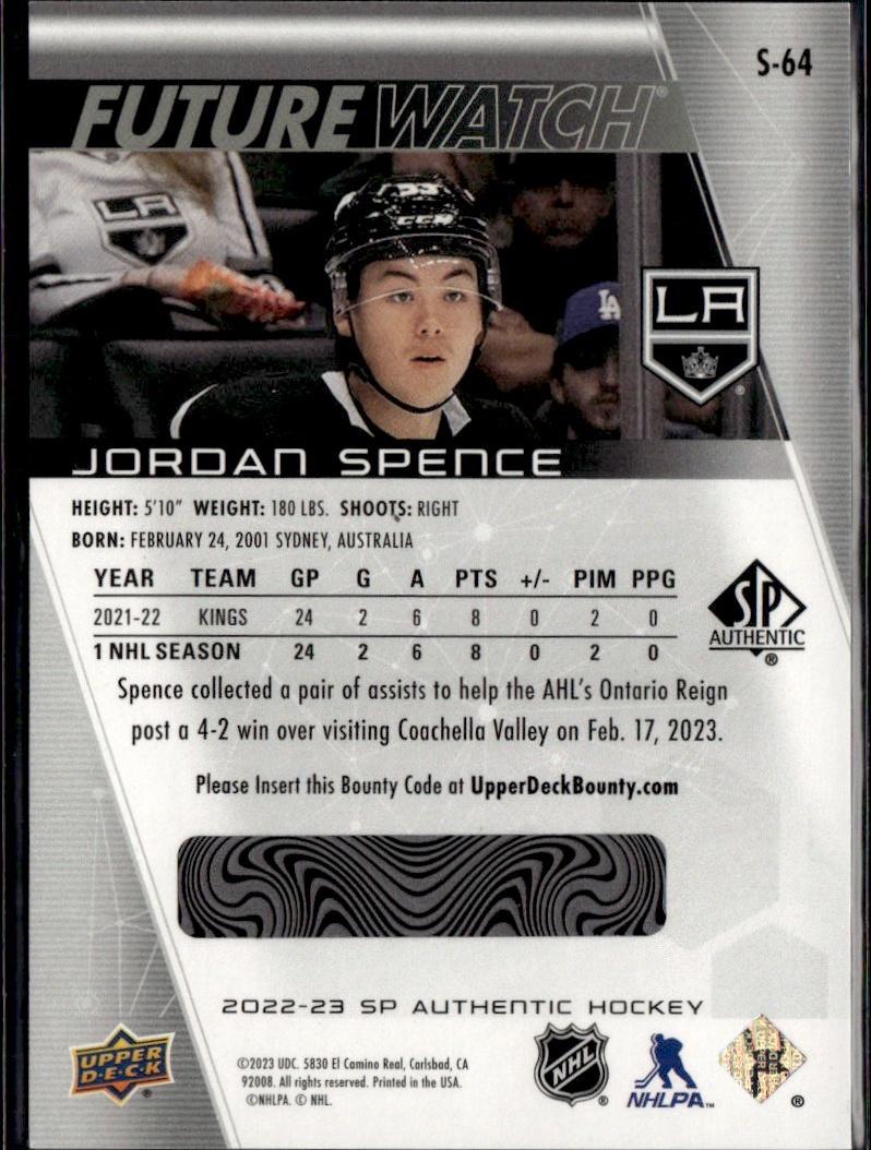 2022-23 SP Authentic Hockey Spectrum FX #S-64 Los Angeles Kings (Jordan Spence)