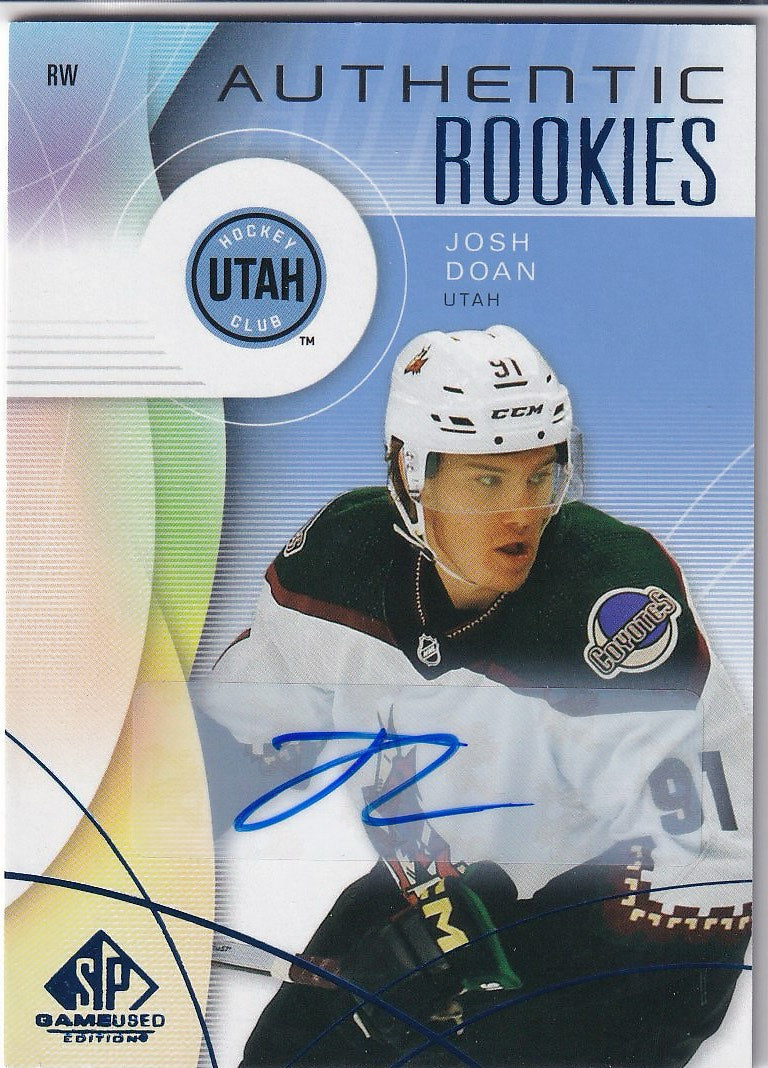 2024-25 SP Game Used Hockey Base - Auto Blue #209 Arizona Coyotes, Josh Doan