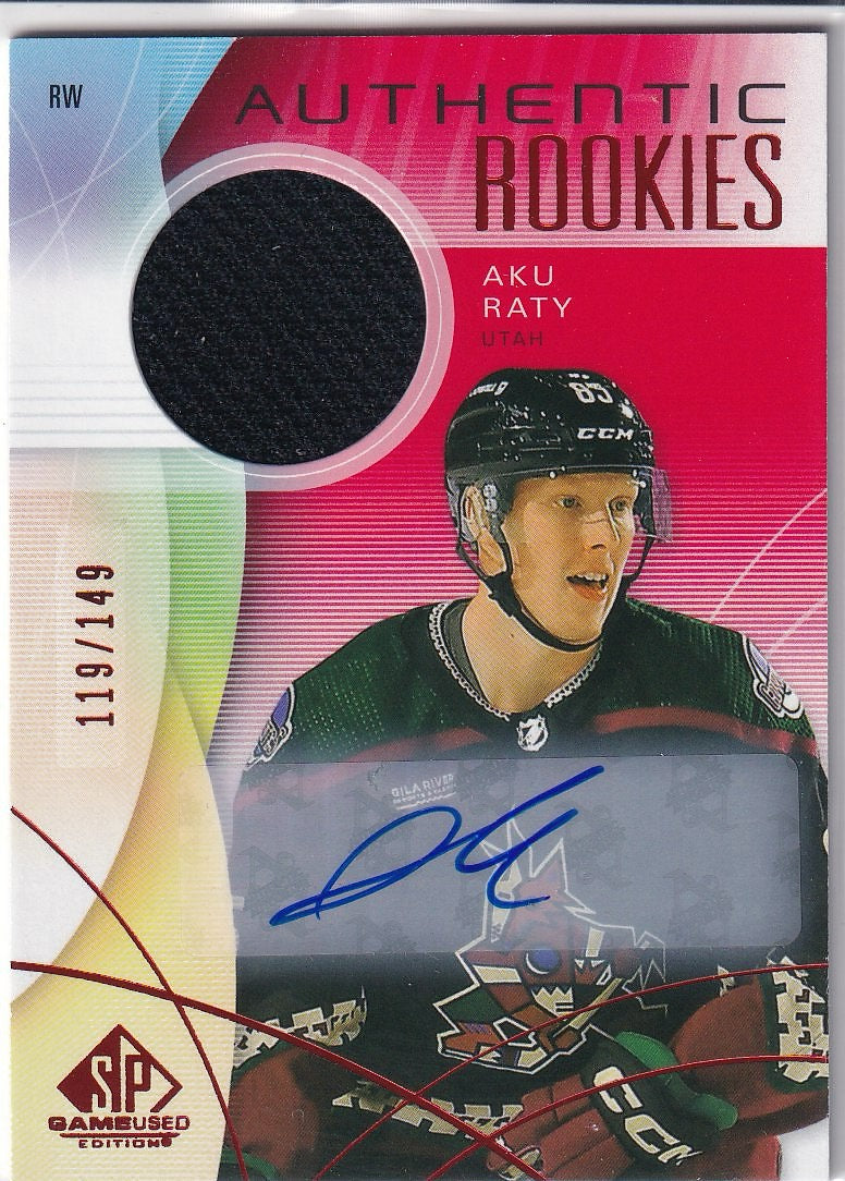 2024-25 SP Game Used Hockey Base - Red Jersey Auto #/149 #274 Utah Hockey Club, Aku Raty