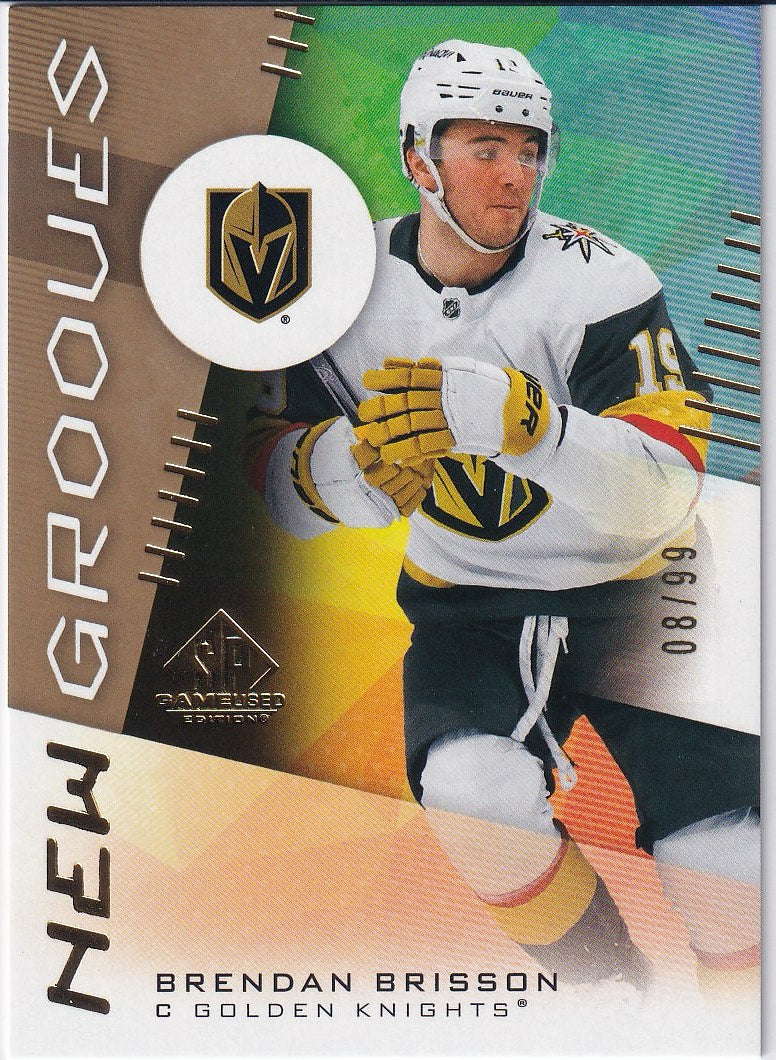 2024-25 SP Game Used Hockey New Grooves Gold #/99 #NG-14 Vegas Golden Knights, Brendan Brisson