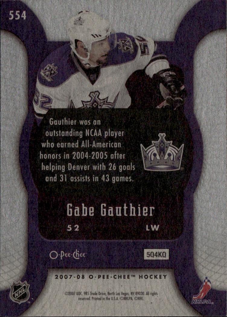 2007-08 O-Pee-Chee Hockey Base - Marquee Rookie #554 Los Angeles Kings (Gabe Gauthier)