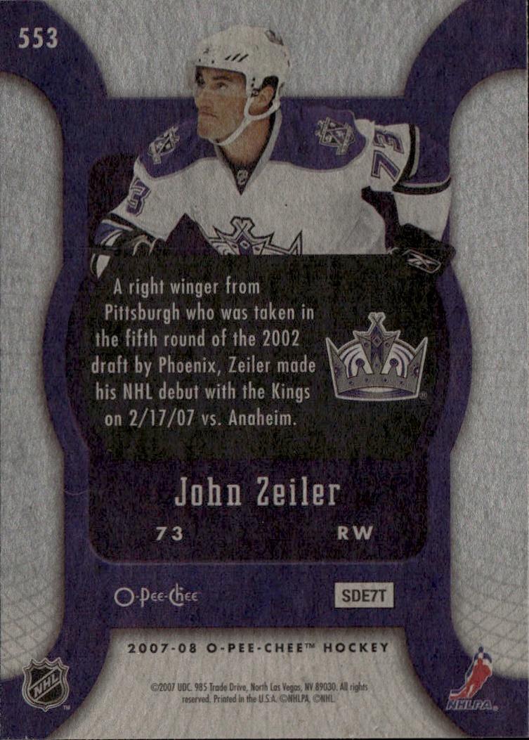 2007-08 O-Pee-Chee Hockey Base - Marquee Rookie #553 Los Angeles Kings (John Zeiler)