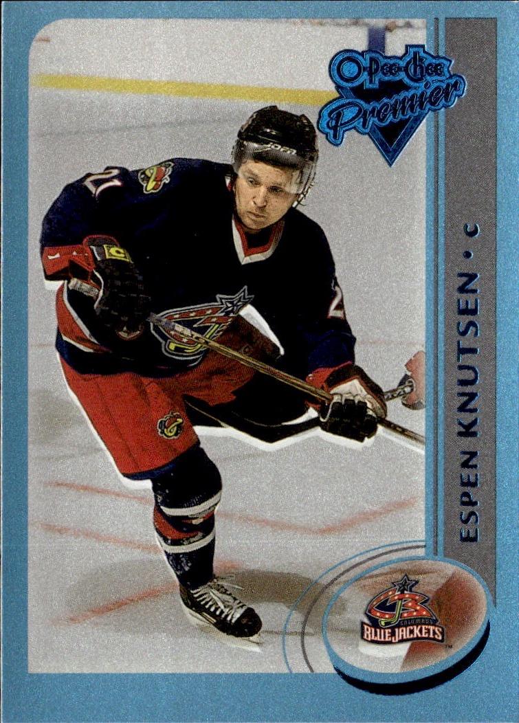 2002-03 O-Pee-Chee Hockey Base Premier-Blue-Line #/500 #175 Columbus Blue Jackets, Espen Knutsen