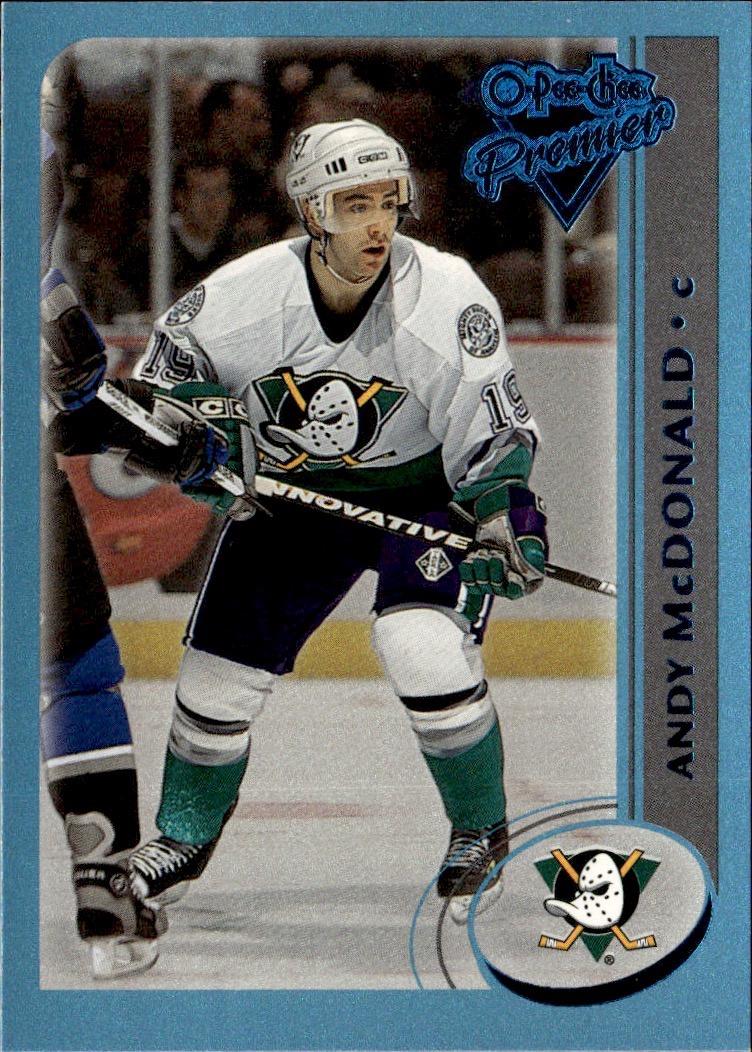 2002-03 O-Pee-Chee Hockey Base Premier-Blue-Line #/500 #91 Anaheim Mighty Ducks, Andy McDonald