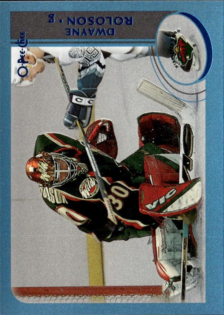 2002-03 O-Pee-Chee Hockey Base Premier-Blue-Line #/500 #34 Minnesota Wild, Dwayne Roloson