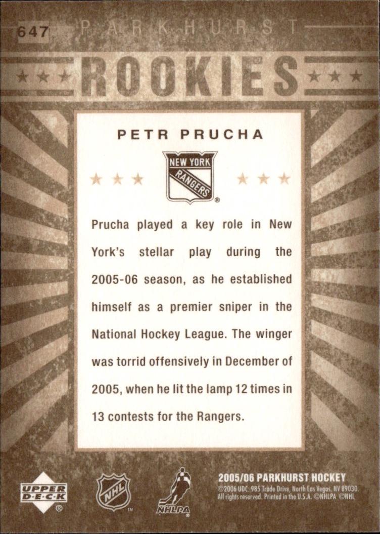 2005-06 Parkhurst Hockey Rookie #647 New York Rangers (Petr Prucha)
