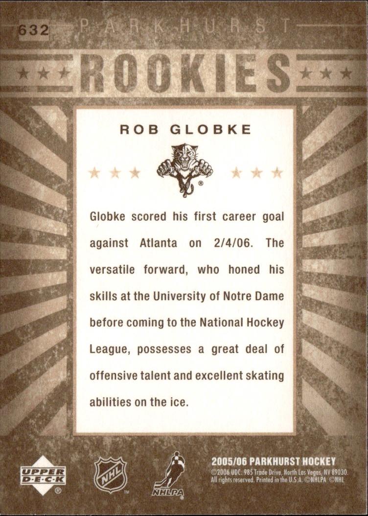 2005-06 Parkhurst Hockey Rookie #632 Florida Panthers (Rob Globke)