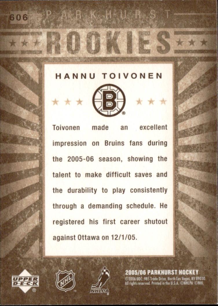 2005-06 Parkhurst Hockey Rookie #606 Boston Bruins (Hannu Toivonen)