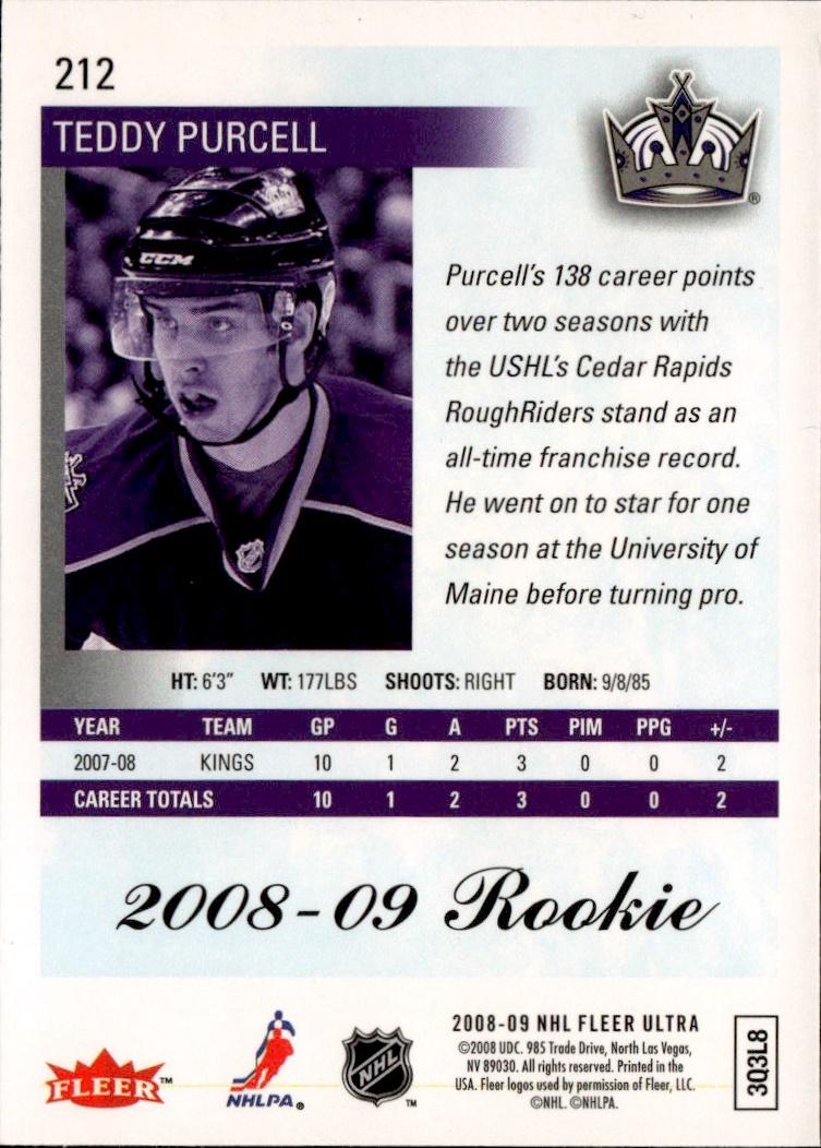 2008-09 Ultra Hockey Rookie #212 Los Angeles Kings (Teddy Purcell)