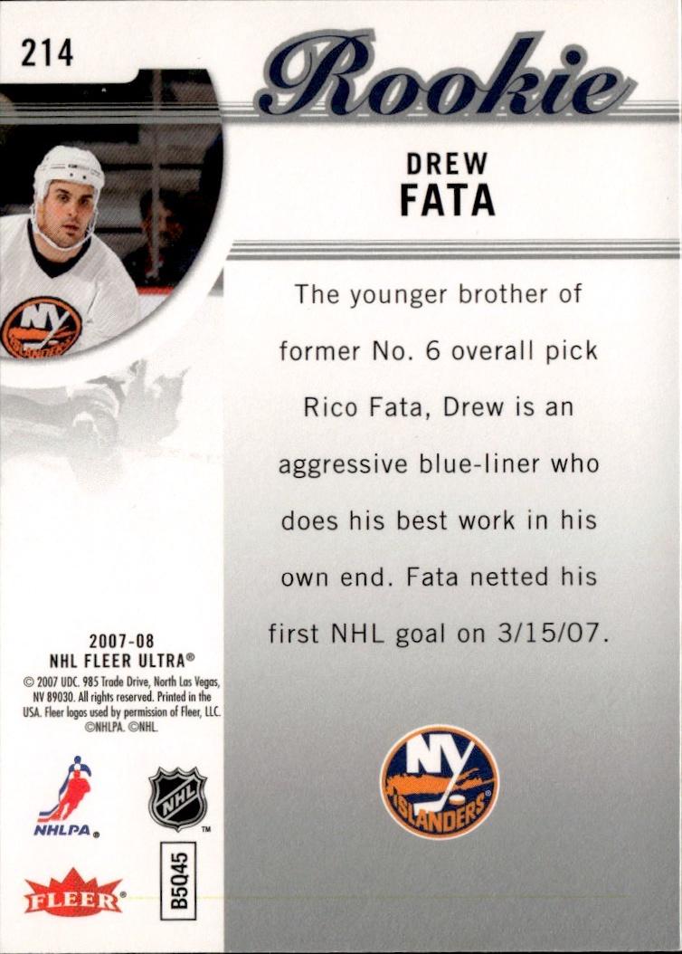 2007-08 Ultra Hockey Base #214 New York Islanders (Drew Fata)