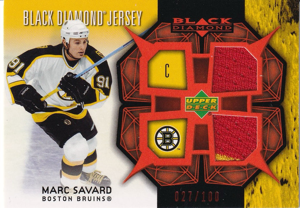 2007-08 Upper Deck Black Diamond Hockey Jerseys Ruby Dual #/100 #BDJ-MS Boston Bruins, Marc Savard