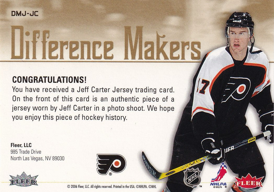 2005-06 Ultra Hockey Difference Makers Jerseys #DMJ-JC Philadelphia Flyers (Jeff Carter)