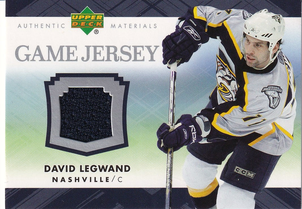 2007-08 Upper Deck Hockey Game Jerseys #J-DL Nashville Predators (David Legwand)