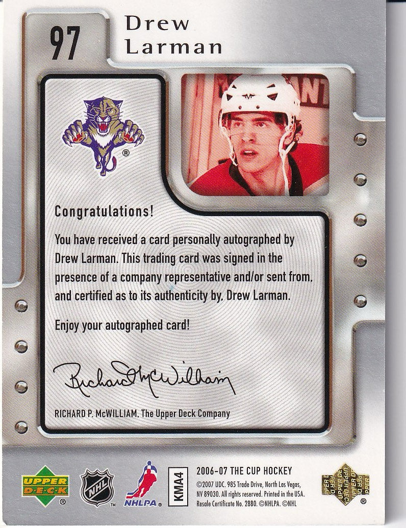 2006-07 Upper Deck The Cup Hockey #/249 #97 Florida Panthers, Drew Larman