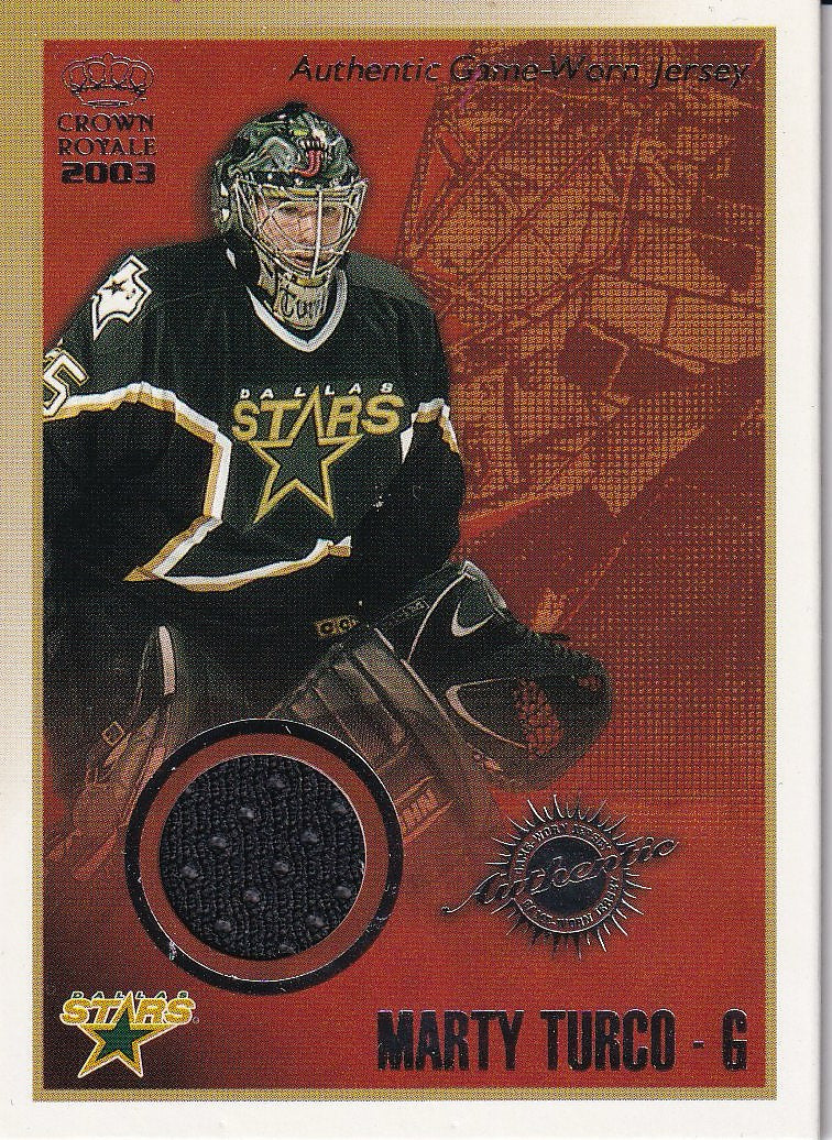 2002-03 Pacific Crown Royale Hockey Game-Worn Jerseys #/763 #5 Dallas Stars, Marty Turco
