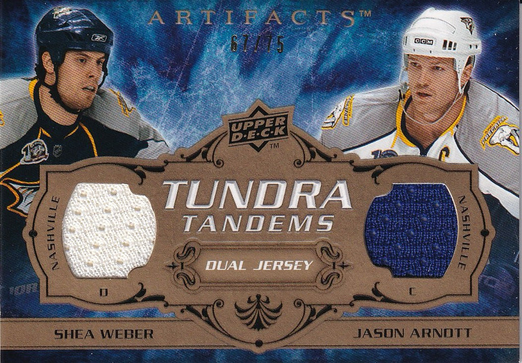2008-09 Upper Deck Artifacts Hockey Tundra Tandems Bronze #/75 #TT-AR Shea Weber / Jason Arnott Nashville Predators