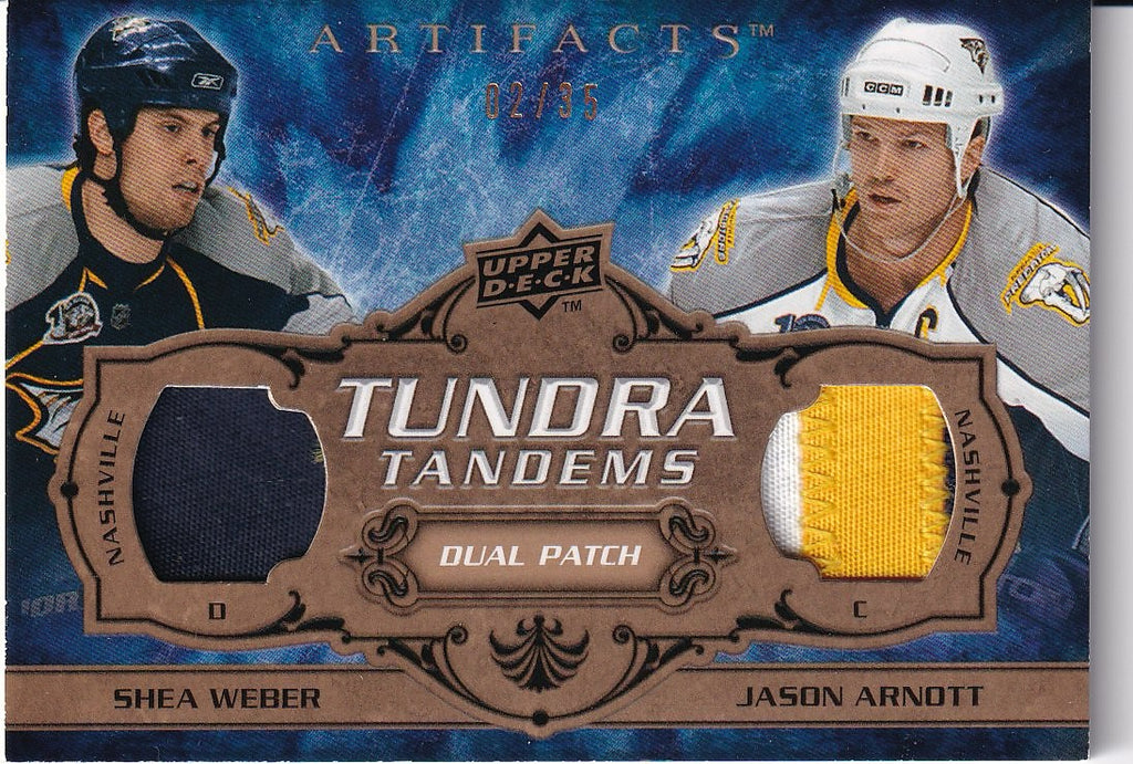 2008-09 Upper Deck Artifacts Hockey Tundra Tandems Copper Patches #/35 #TT-AR Nashville Predators, Shea Weber, Jason Arnottlle