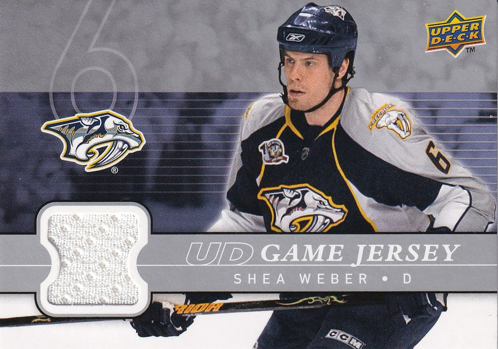 2008-09 Upper Deck Hockey UD Game Jerseys #GJ2-SW Nashville Predators, Shea Weber