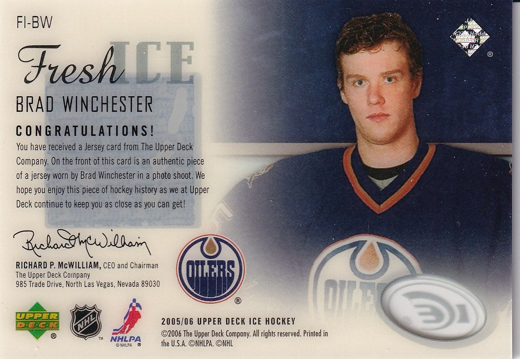 2005-06 Upper Deck Ice Hockey Fresh Ice Glass #FI-BW Edmonton Oilers (Brad Winchester)