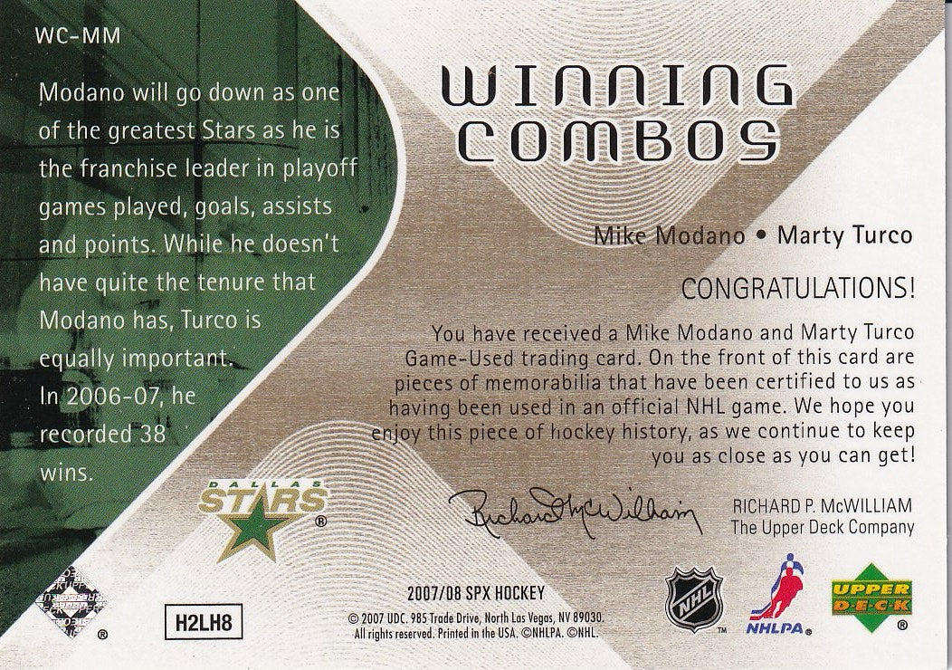 2007-08 SPx Hockey Winning Combos #WC-SD New York Islanders (Miroslav Satan / Rick DiPietro)