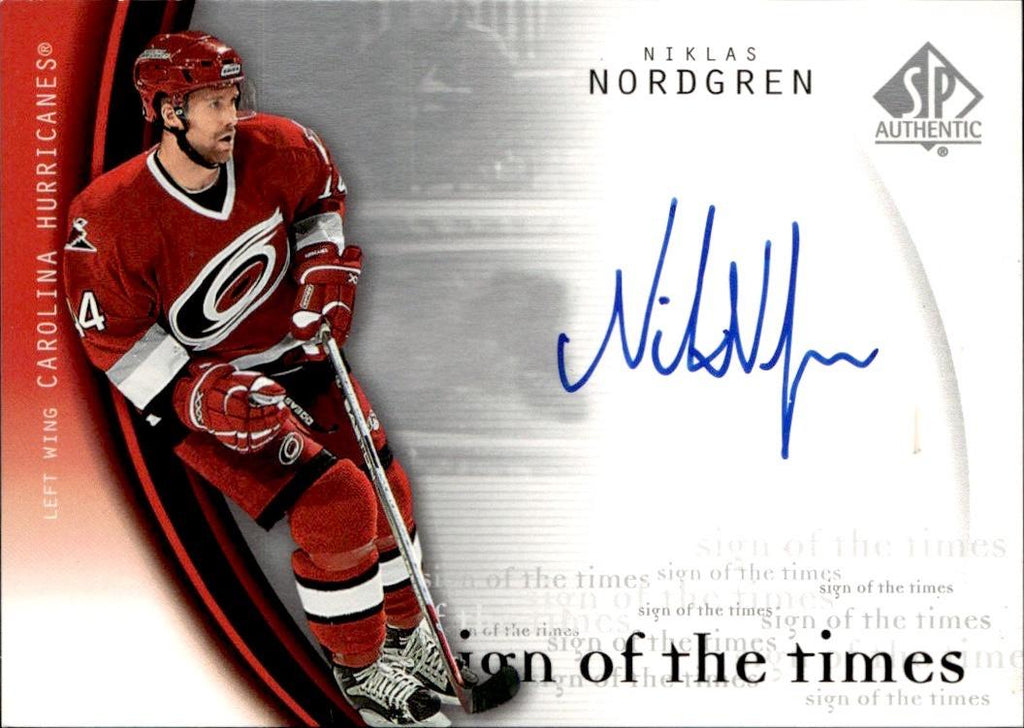 2005-06 SP Authentic Hockey Sign of the Times #NN Carolina Hurricanes, Niklas Nordgren