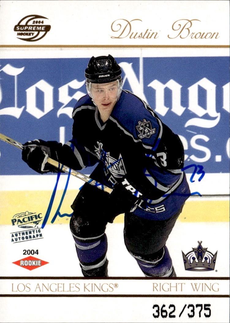 2003-04 Pacific Supreme Hockey Autographed card Rookie #/375 #119b Los Angeles Kings (Dustin Brown)